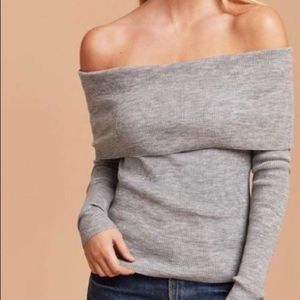 Aritzia (Wilfred) Croquis Sweater off shoulder fold over neck Italian yarn sz s